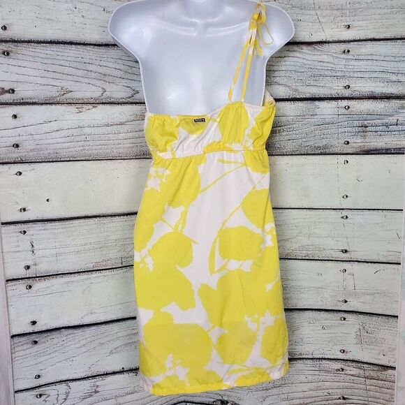 Roxy Women’s Yellow White Floral One Shoulder Dress Size M - Picture 3 of 7